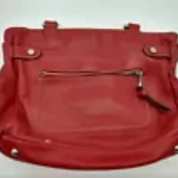 Tignanello Red Leather Handbag Purse Double Handle Shoulder Bag Magnet Clasp - Picture 1 of 2